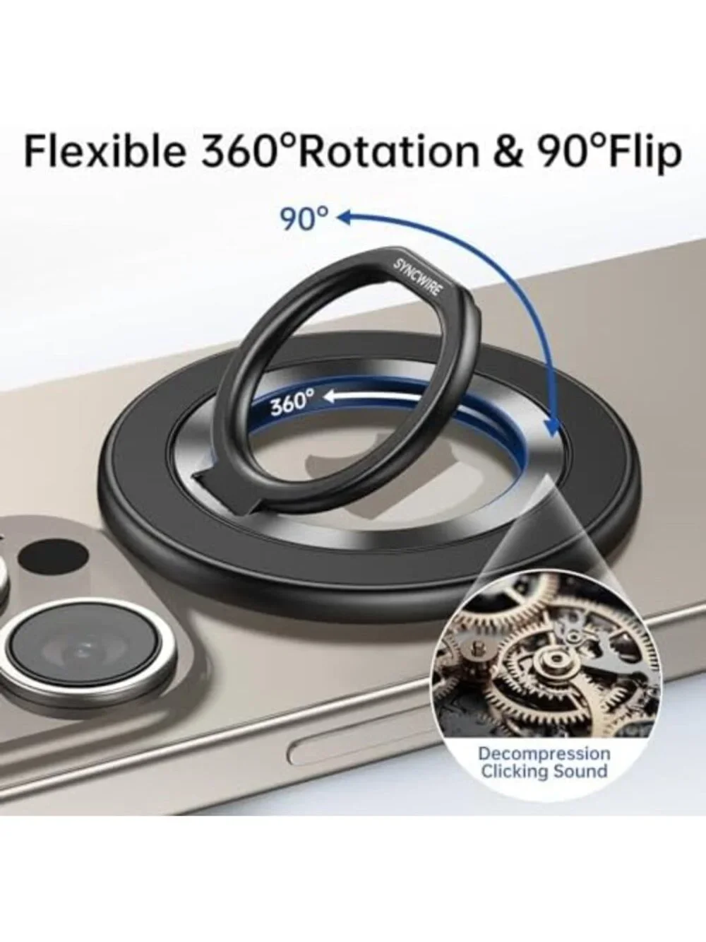 Magnetic Phone Grip Ring Holder for MagSafe Compatible Devices - Secure